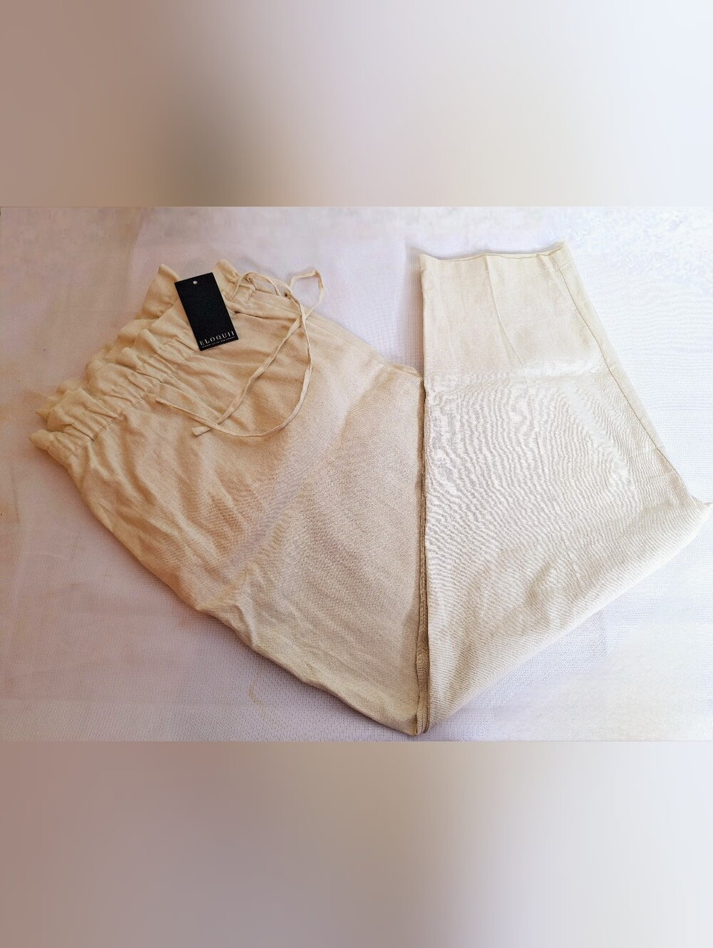 Eloquii"High Level Linen"Plus-size, Paperbag Waist, Wide Leg, Linen blend Pants.